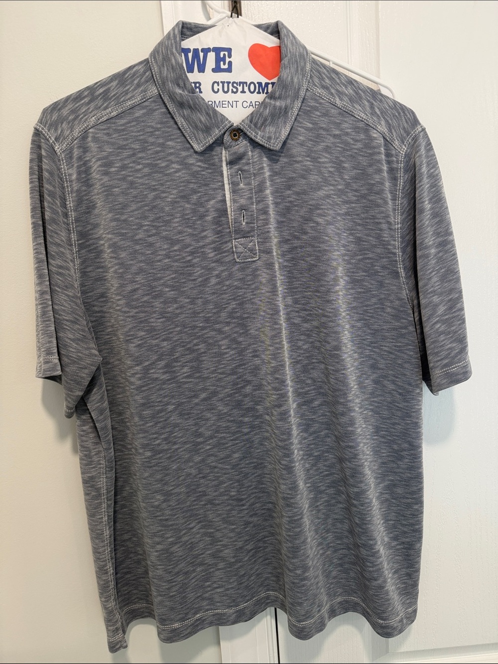 Johnston & Murphy Blue Heather Short-Sleeve Polo